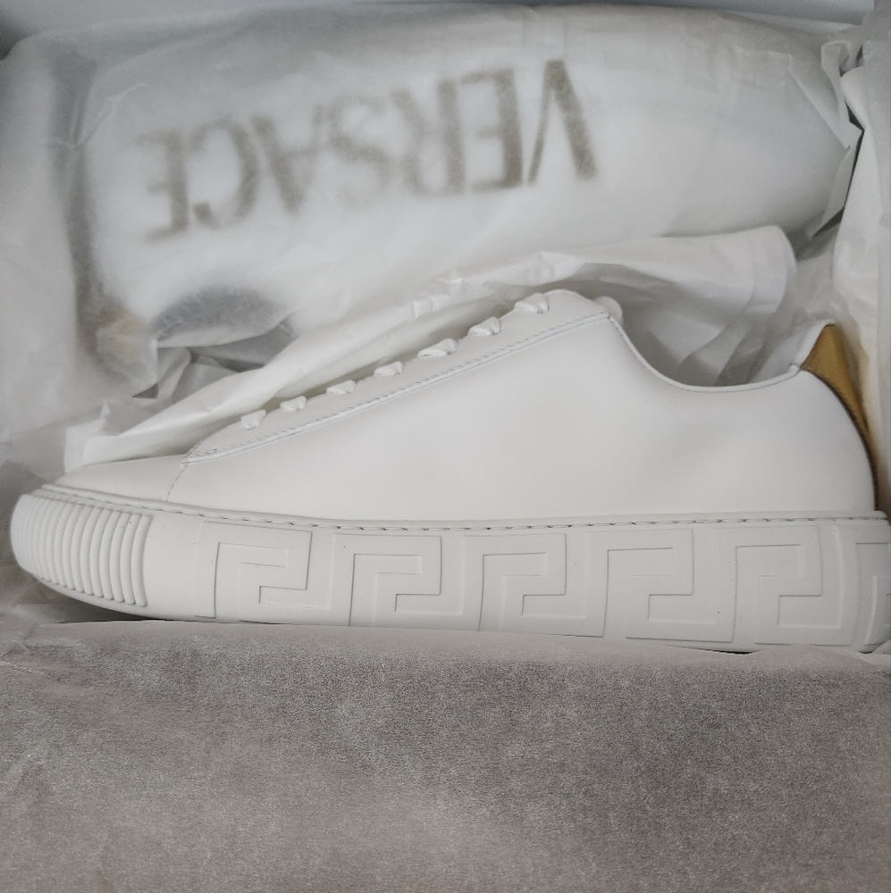 Versace La Greca Leather Sneakers